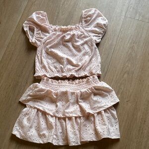 btween Pink Eyelet Kids Matching Set